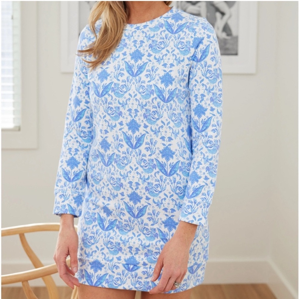Sail to Sable Batik Print Long Sleeve Crew Neck Dress size small